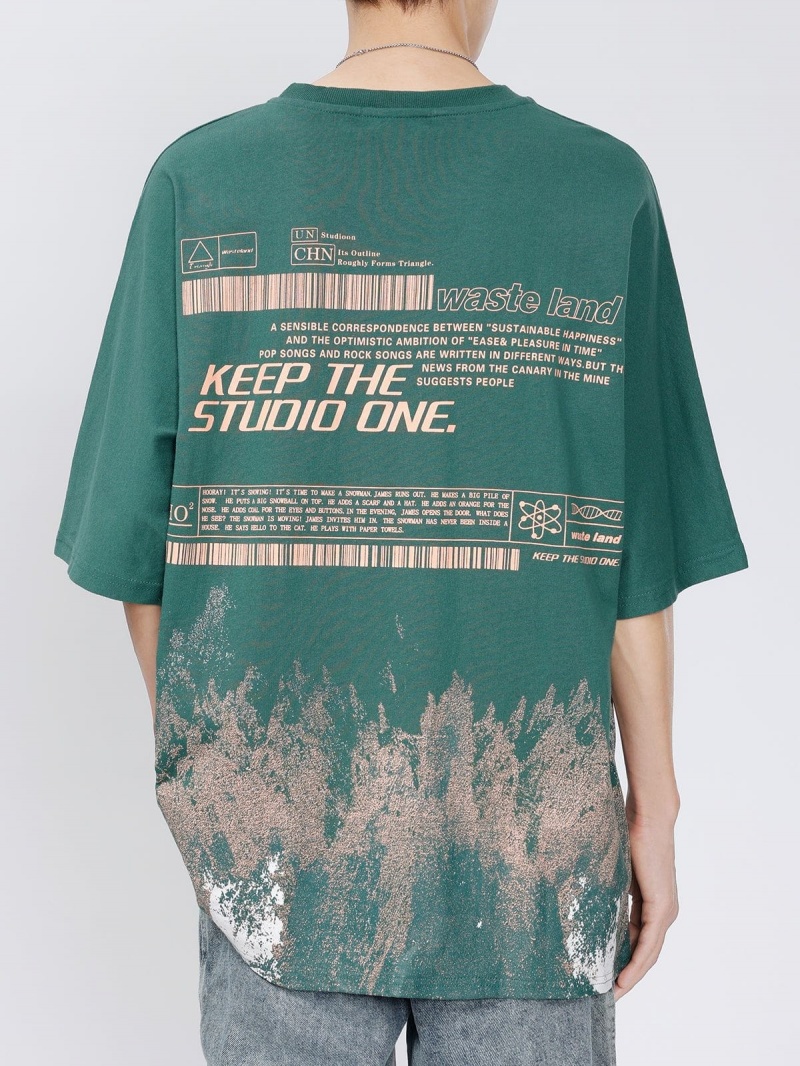 T Shirts Aelfric Eden Snow Mountain Graffiti Graphique Tee Vert | GHN-73882325